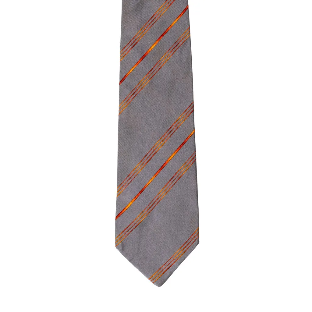 Valentino of Ties - '10s Grey Silk Good - Inside View