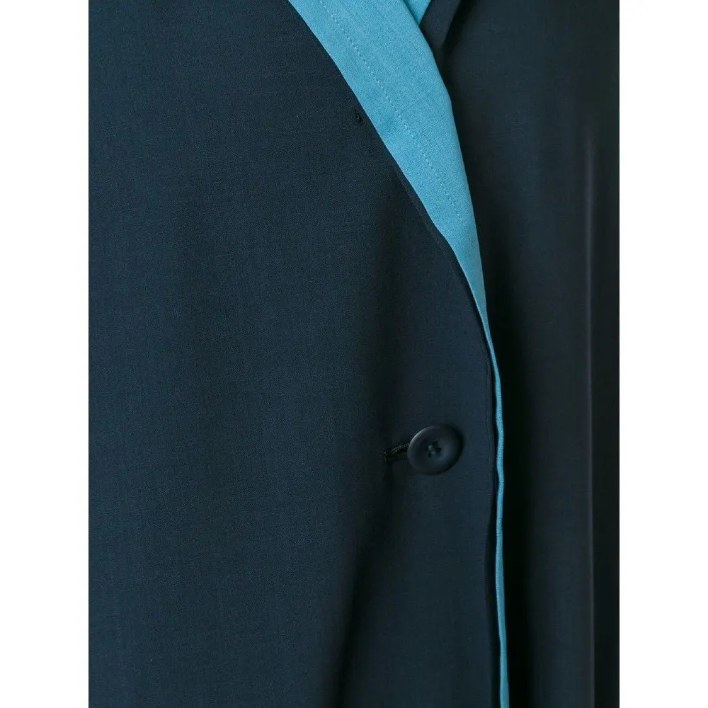 Issey Miyake Blue Reversible Overcoat - '90s Blue Wool Good - Back View