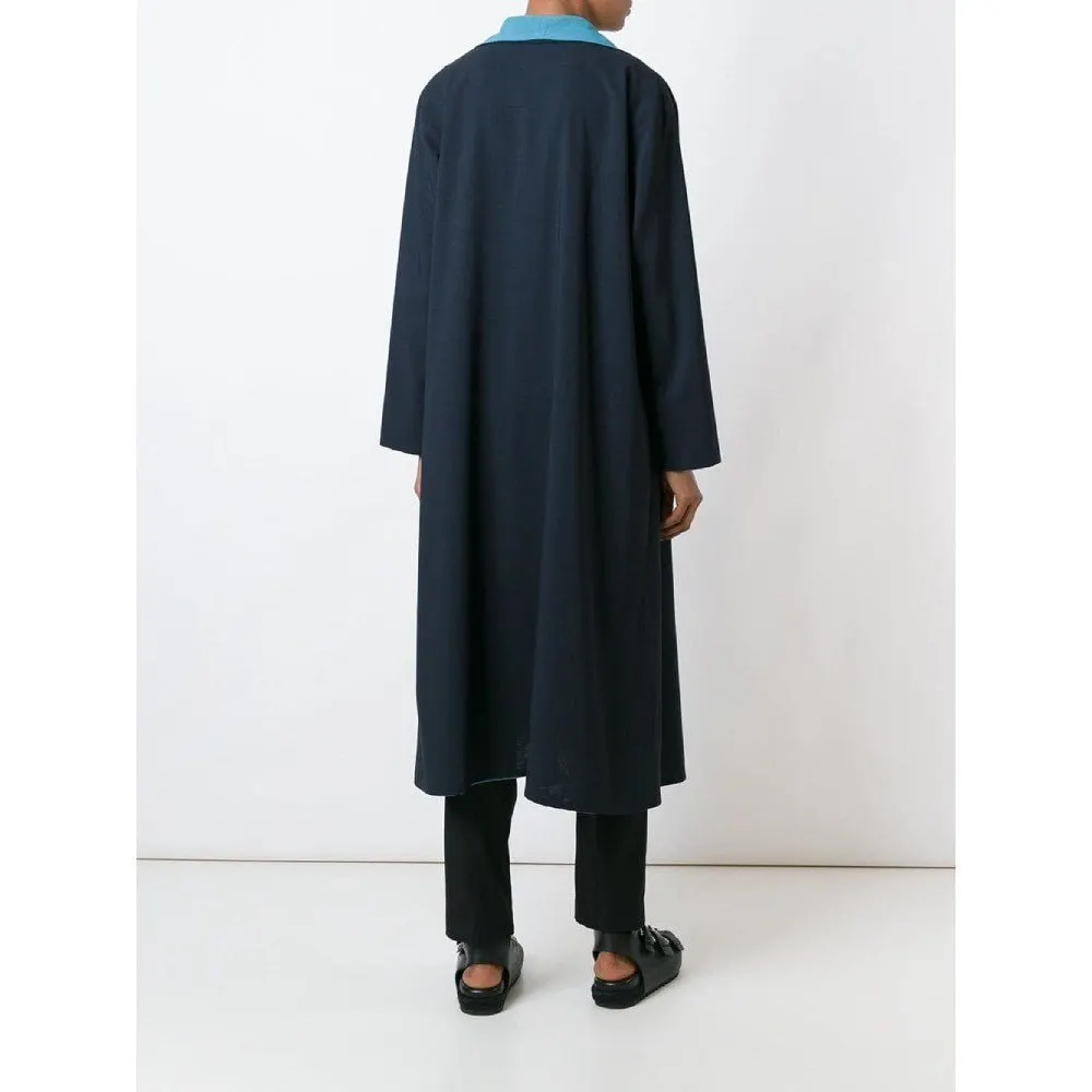 Issey Miyake Blue Reversible Overcoat - '90s Blue Wool Good - Box View