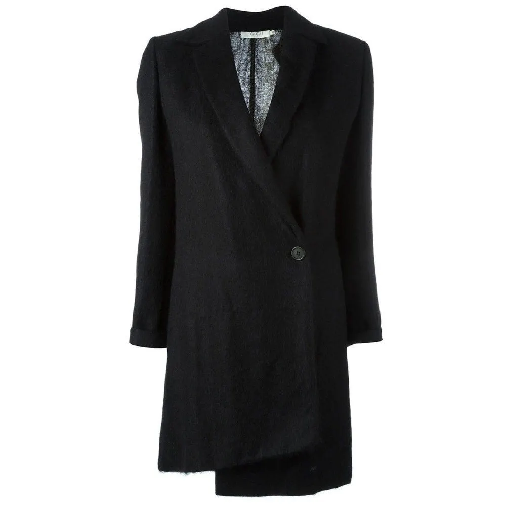 Romeo Gigli Black Wool Coat - 2000s Black Wool Good - Front View