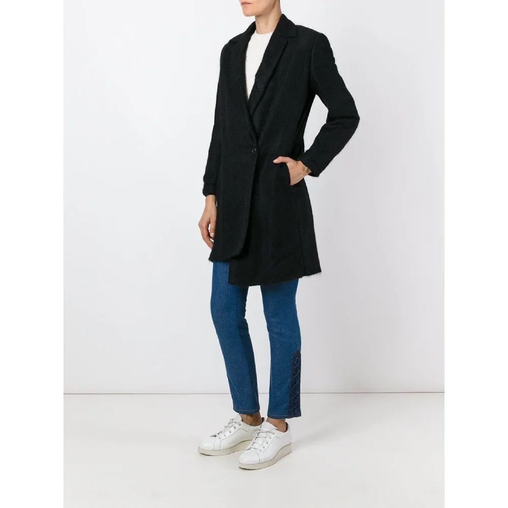 Romeo Gigli Black Wool Coat - 2000s Black Wool Good - Back View