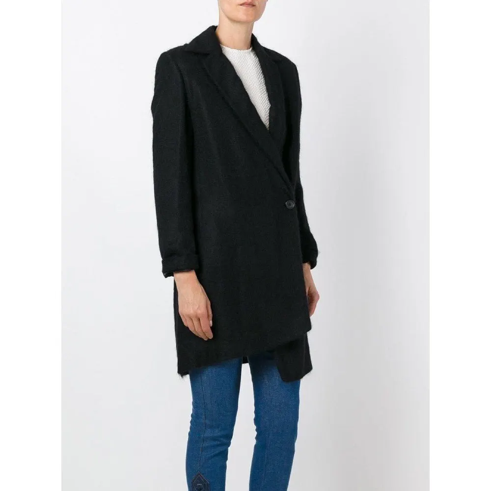 Romeo Gigli Black Wool Coat - 2000s Black Wool Good - Inside View
