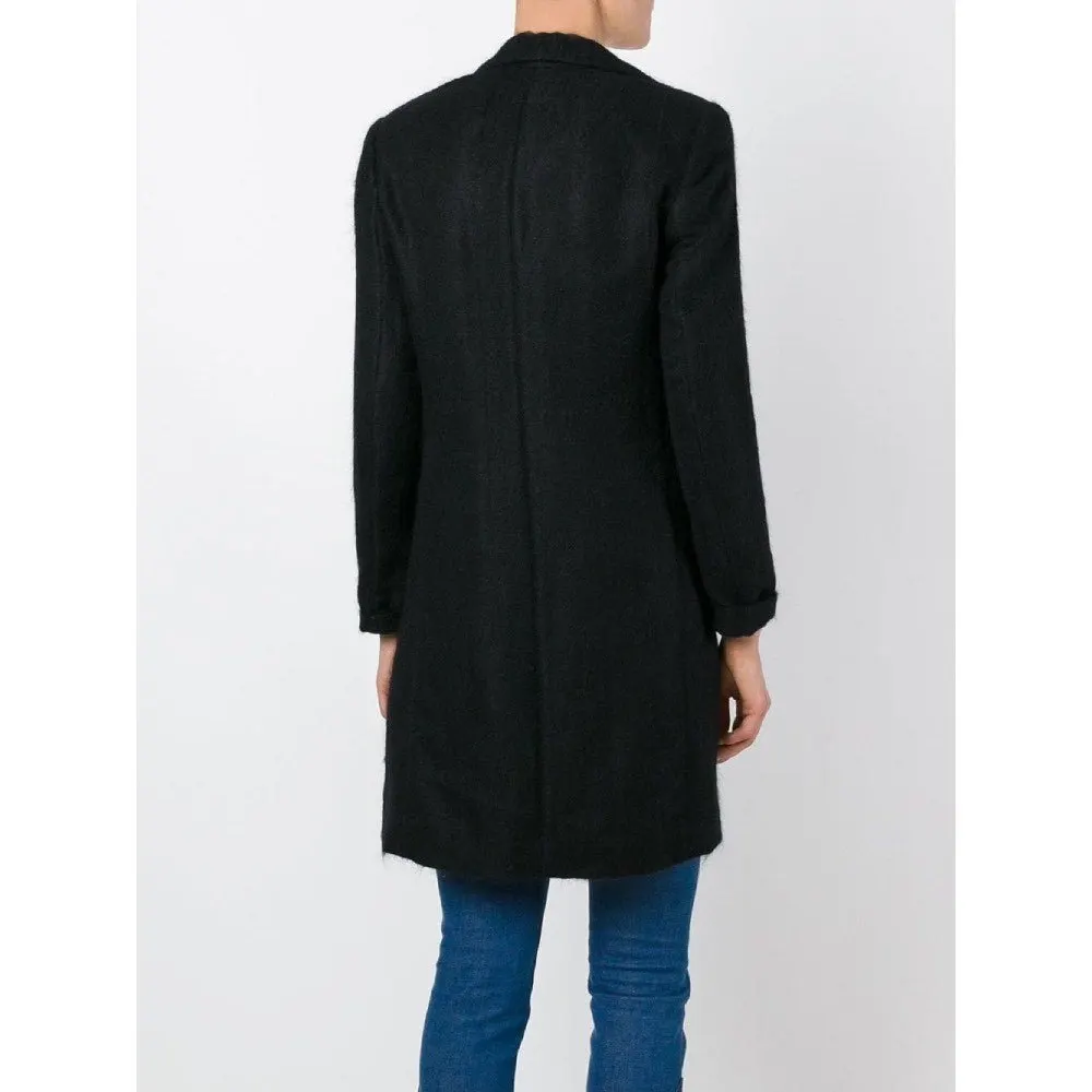 Romeo Gigli Black Wool Coat - 2000s Black Wool Good - Model View