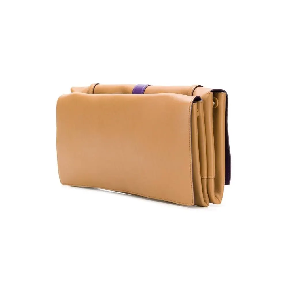 Prada Beige and Purple Leather Shoulder Bag - 2000s Beige Leather Good - Inside View