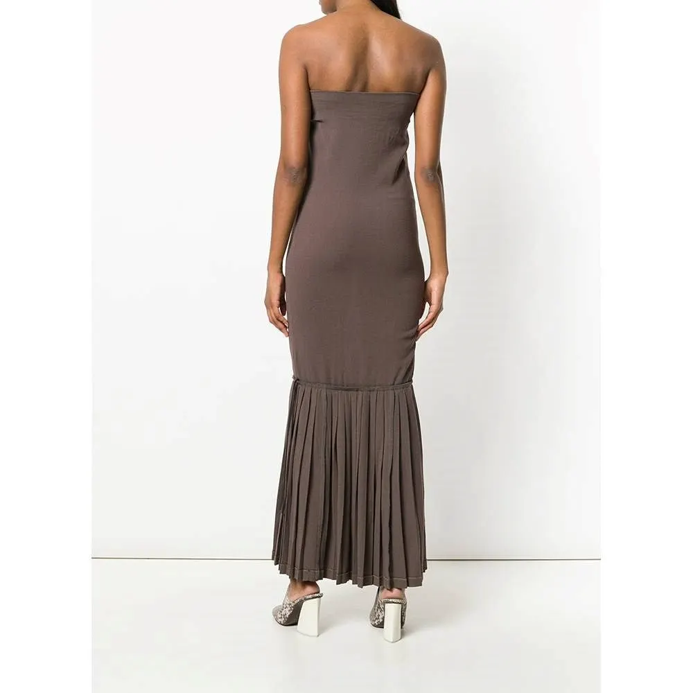 Romeo Gigli Brown Strapless Dress - '90s Brown Good - Model View