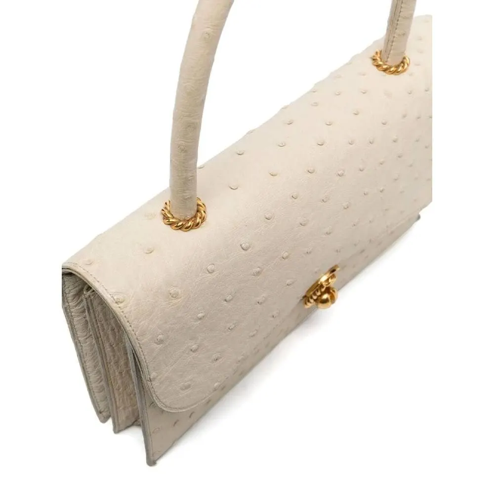 Hermès Ivory Ostrich Leather Handbag - '60s White Leather Good - Model View