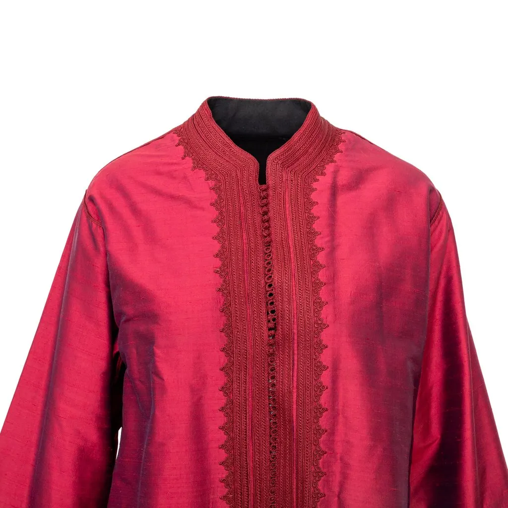 Unsigned Embroidered Jacket - '90s Red Cotton Good - Model View