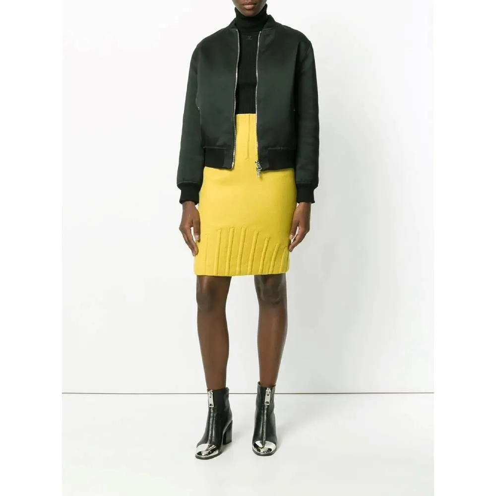 Thierry Mugler Yellow Wool Skirt - '80s Yellow Wool Good - Back View