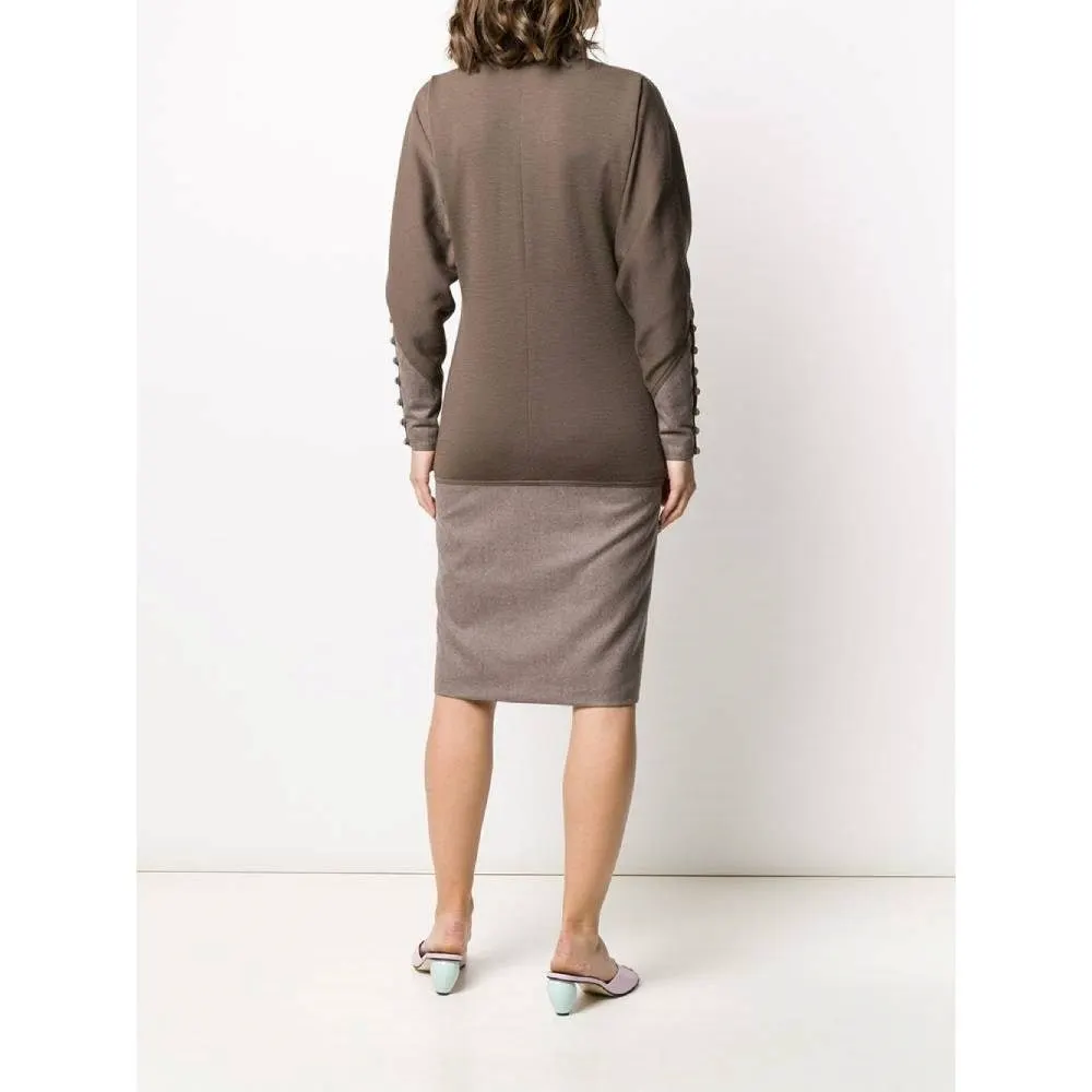 Unsigned Wool Dress - '90s Brown Wool Good - Inside View