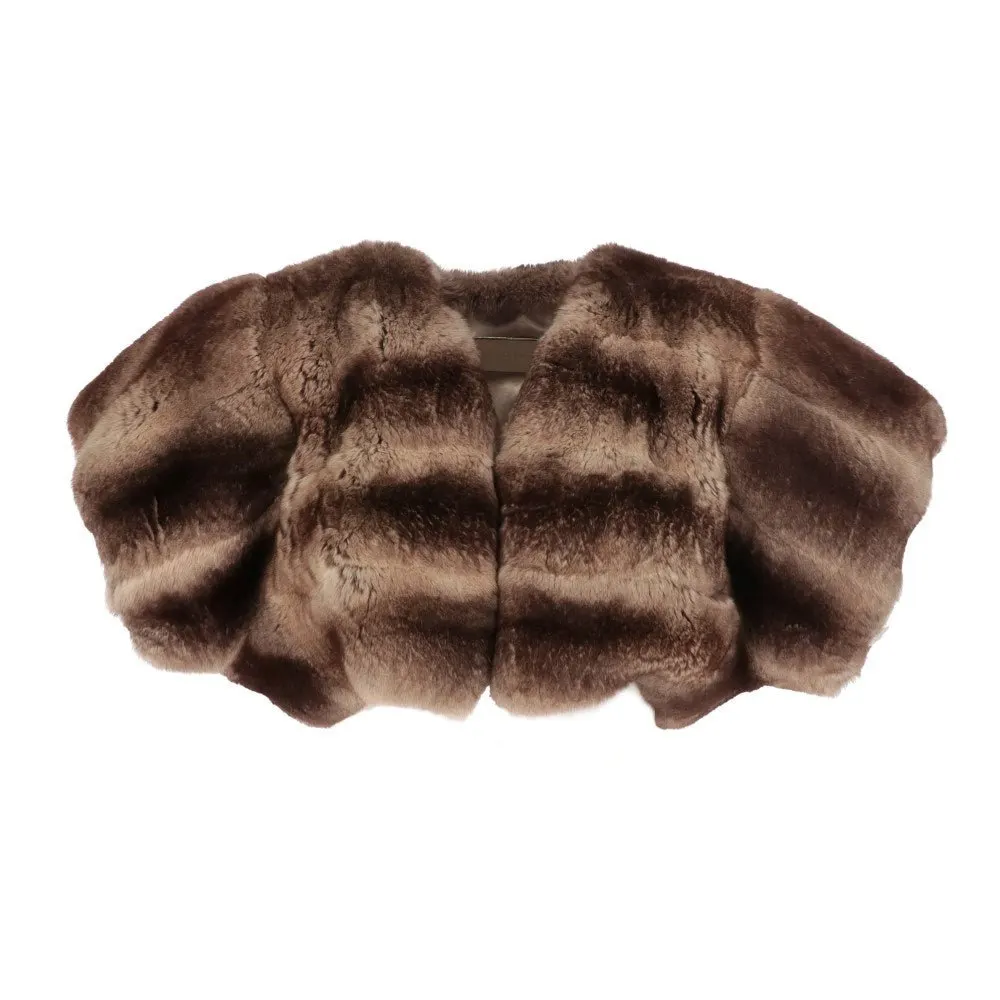 Dolce & Gabbana Brown Chinchilla Bolero - 2000s Brown Silk Good - Front View