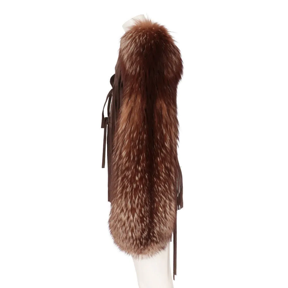 Dolce & Gabbana Brown Fur Jacket - 2000s Brown Lace Good - Inside View