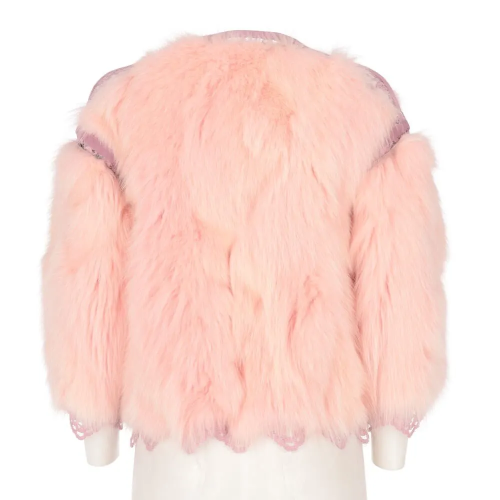 Dolce & Gabbana Pink Fur Crop Jacket - 2000s Pink Lace Good - Back View