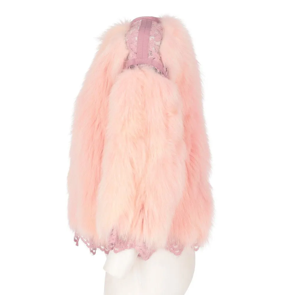 Dolce & Gabbana Pink Fur Crop Jacket - 2000s Pink Lace Good - Inside View