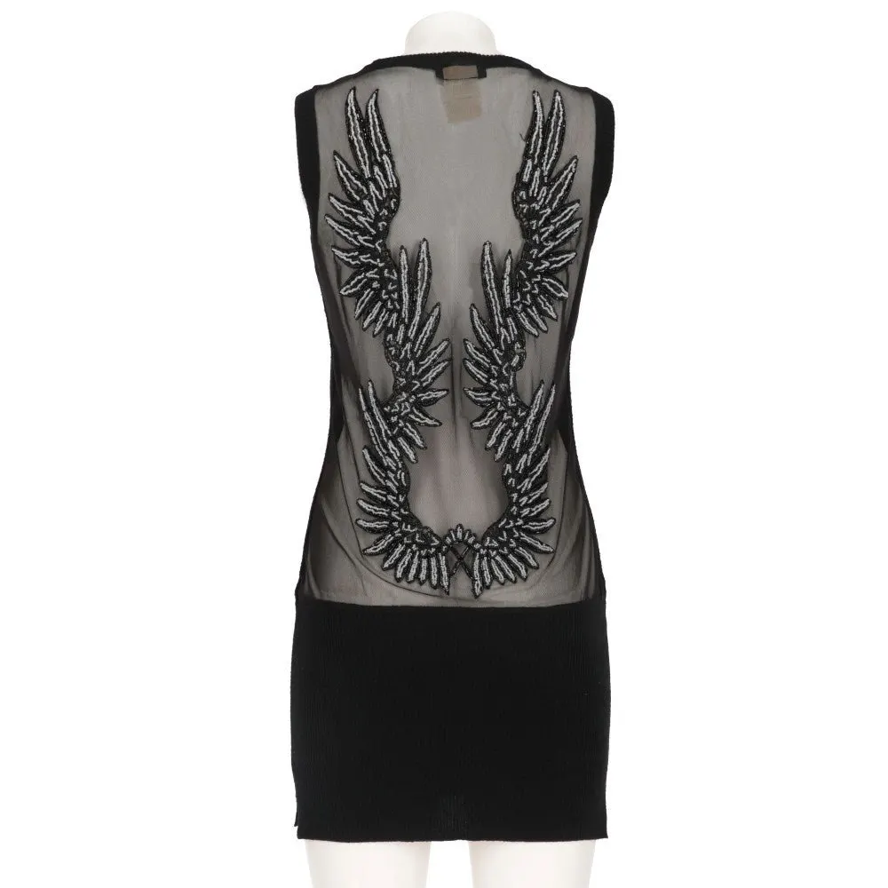 Richmond Black Wool Minidress - 2010s Black Wool Good - Back View