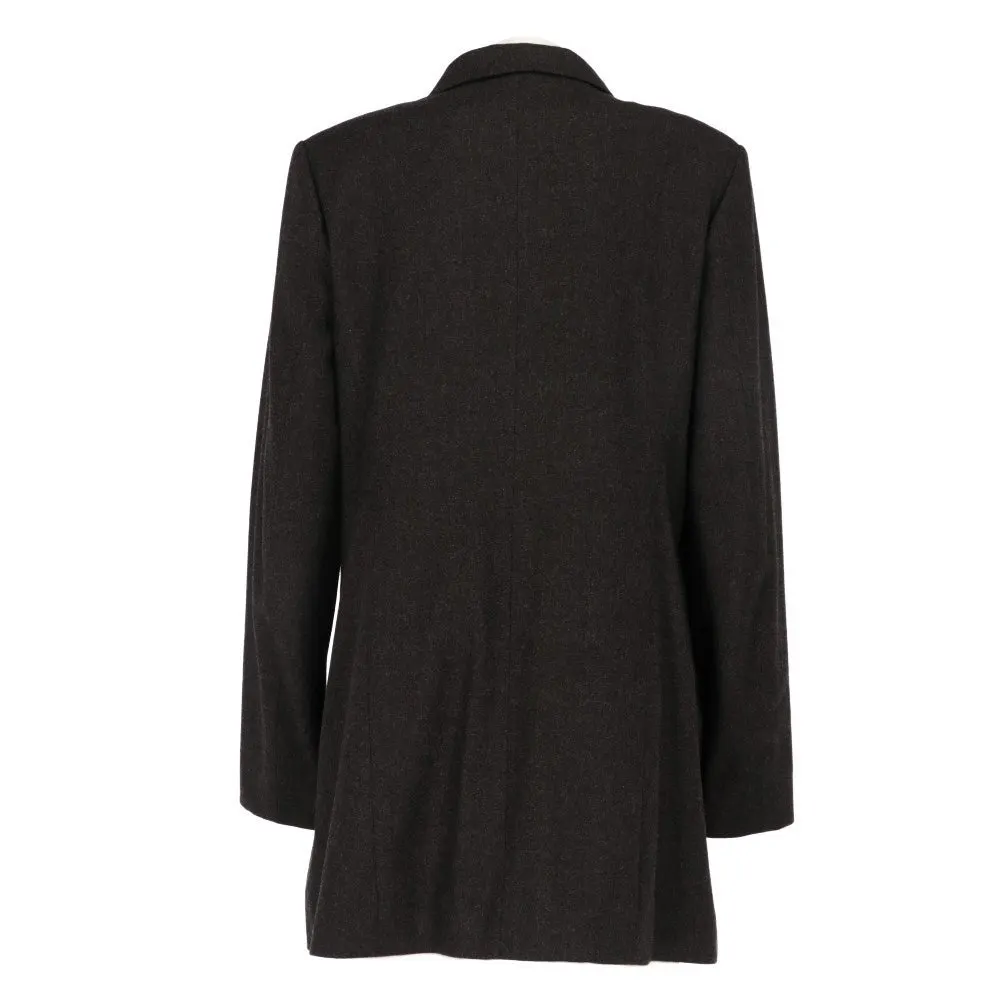 Jil Sander Anthracite Wool Coat - 2000s Red Wool Good - Back View