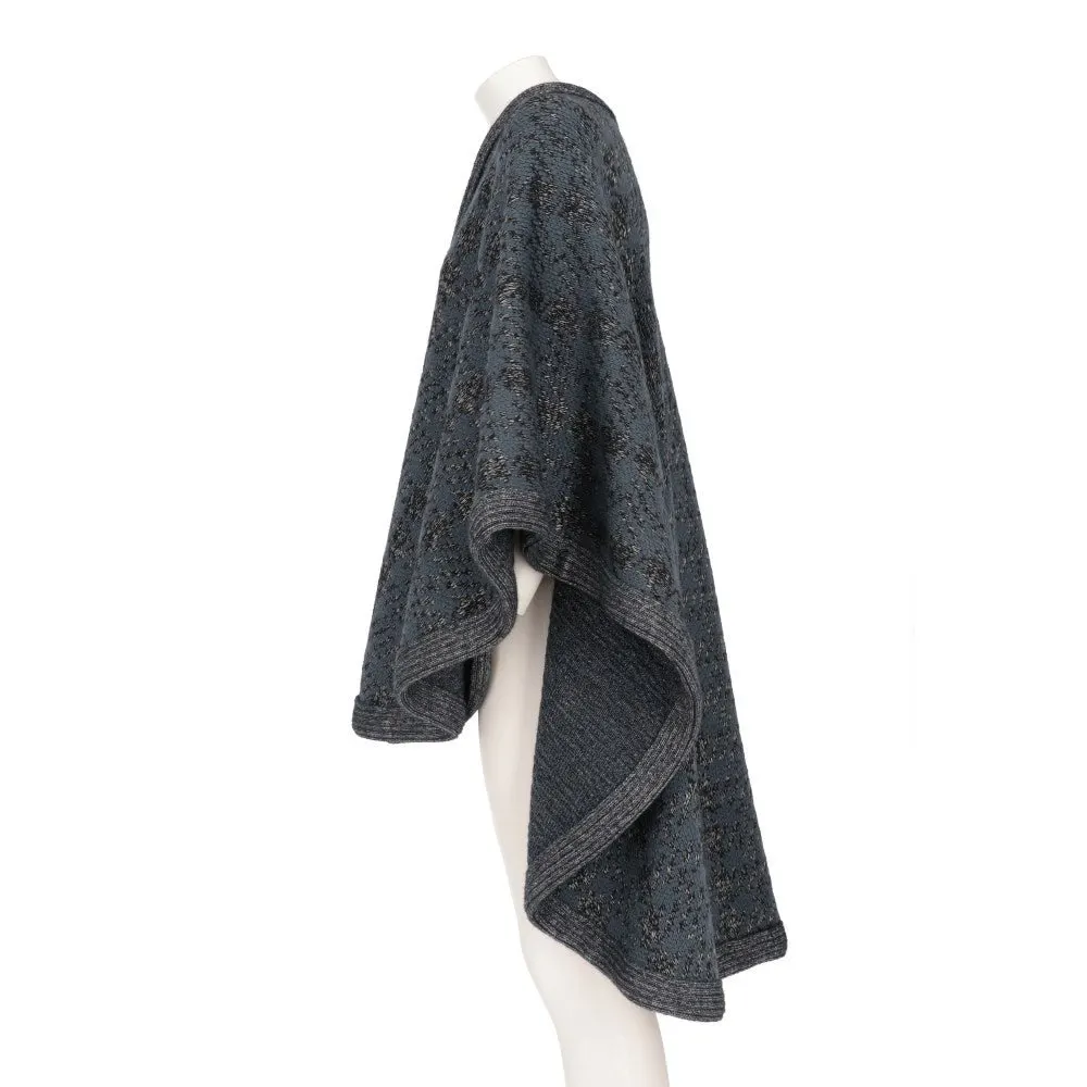 Unsigned Grey Wool Cape - '80s Grey Wool Good - Inside View