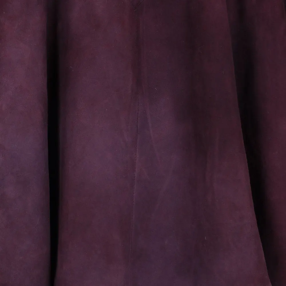 Unsigned Burgundy Sheepskin Coat - '80s Burgundy Good - Box View