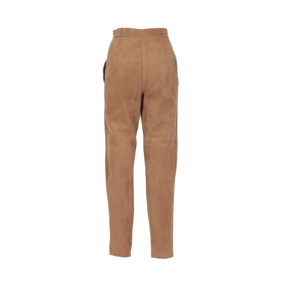 Genny Beige Suede Trousers - '80s Beige Suede Good - Back View