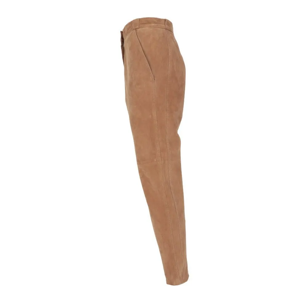 Genny Beige Suede Trousers - '80s Beige Suede Good - Inside View