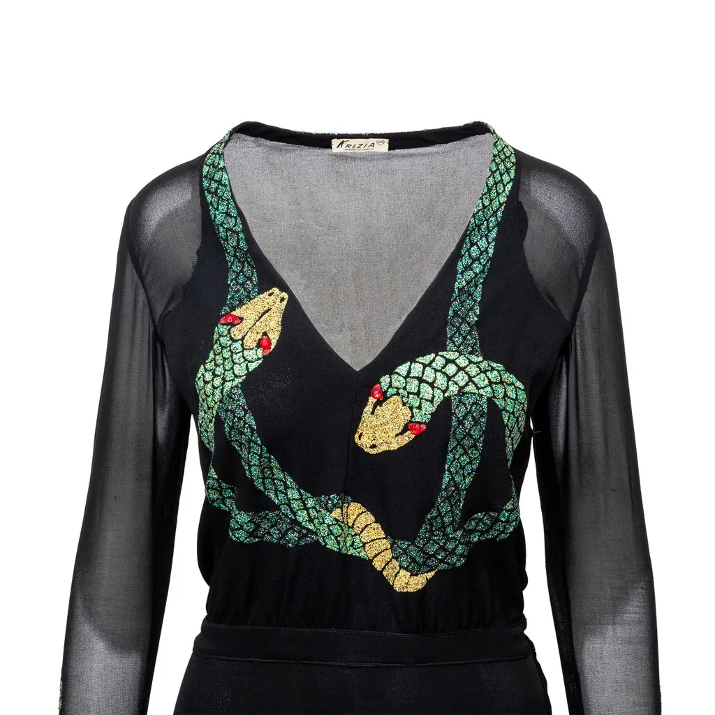 Krizia Glitter Embellished Snake Dress - '70s Black Good - Model View