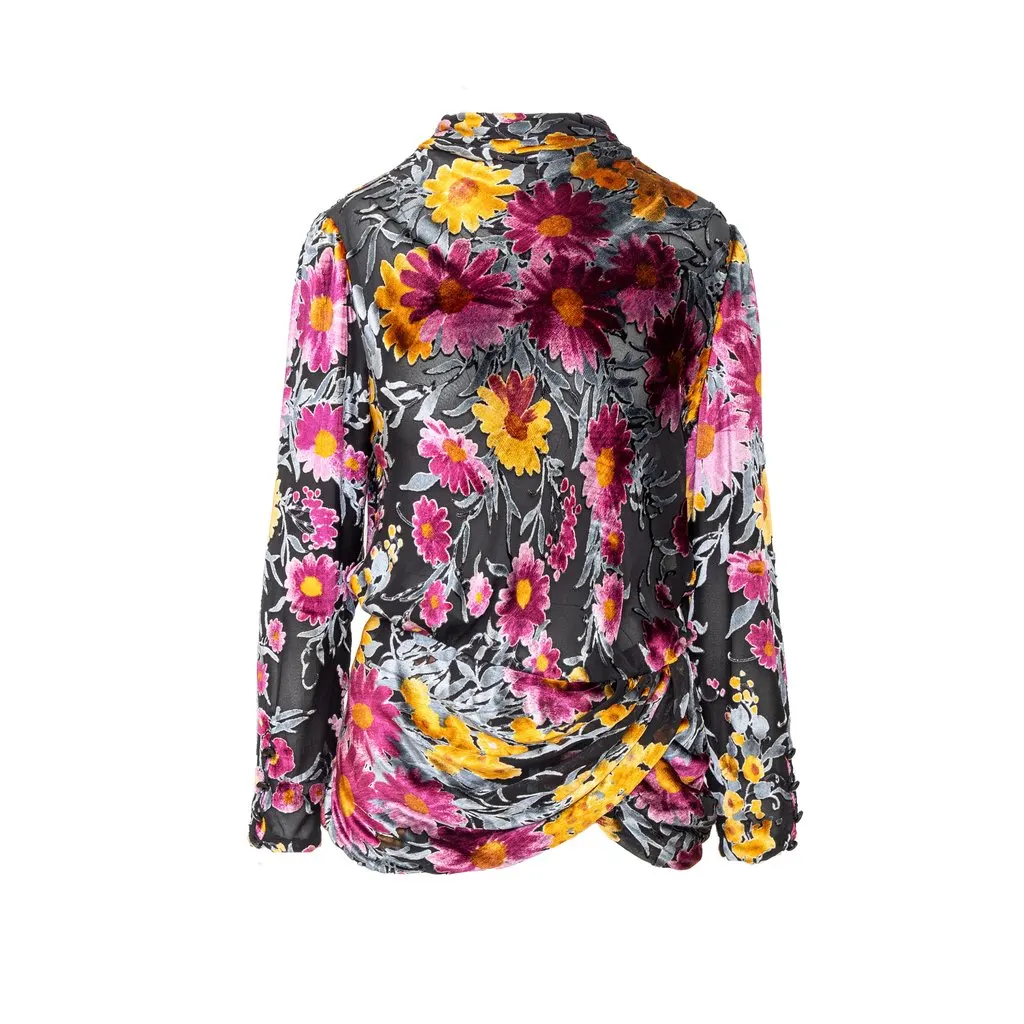 Valentino Night Velvet Embossed Top - '90s Red Velvet Good - Front View