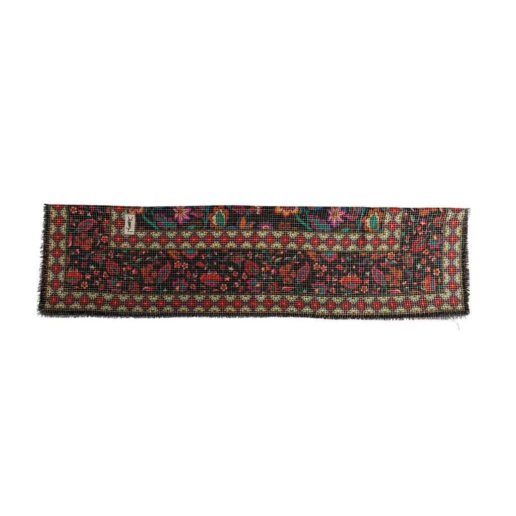 Saint Laurent Paisley Scarf - '70s Red Good - Model View