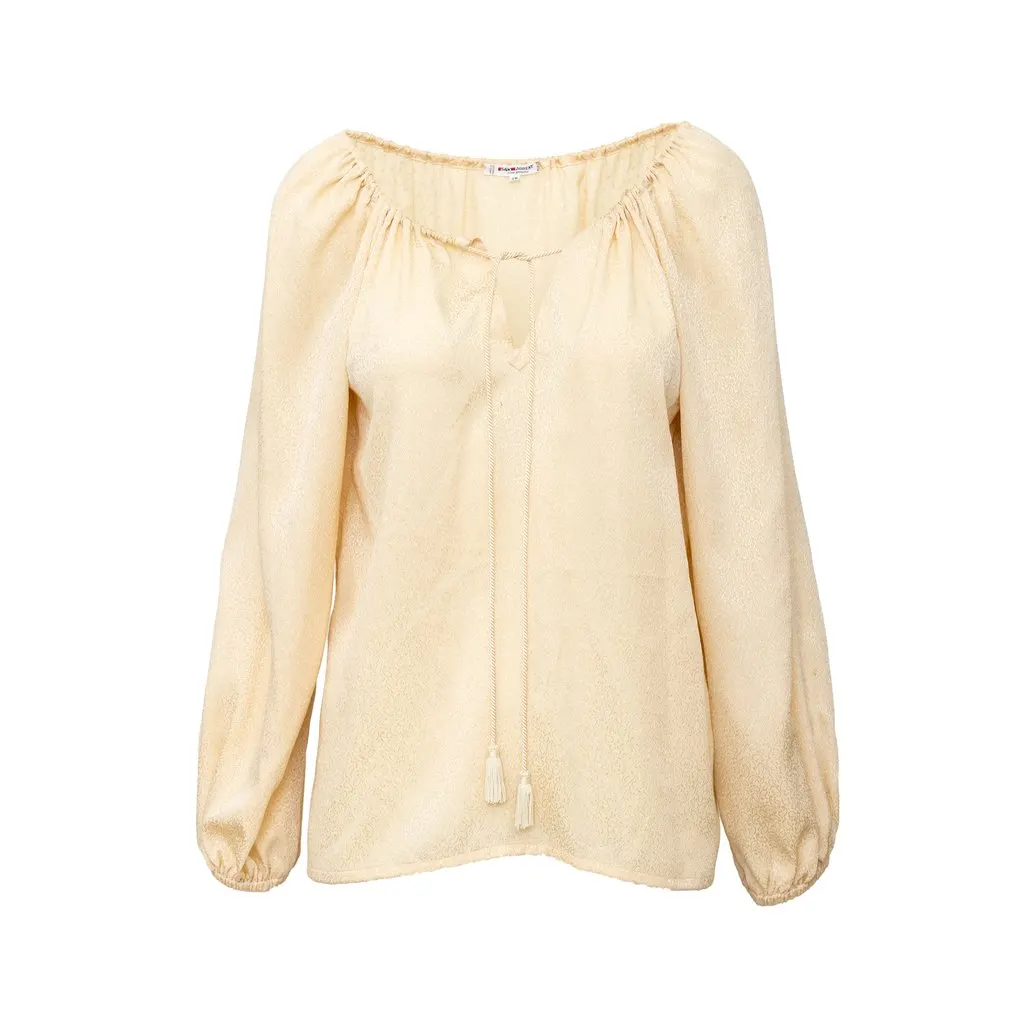 Saint Laurent Top - '90s Beige Silk Good - Front View