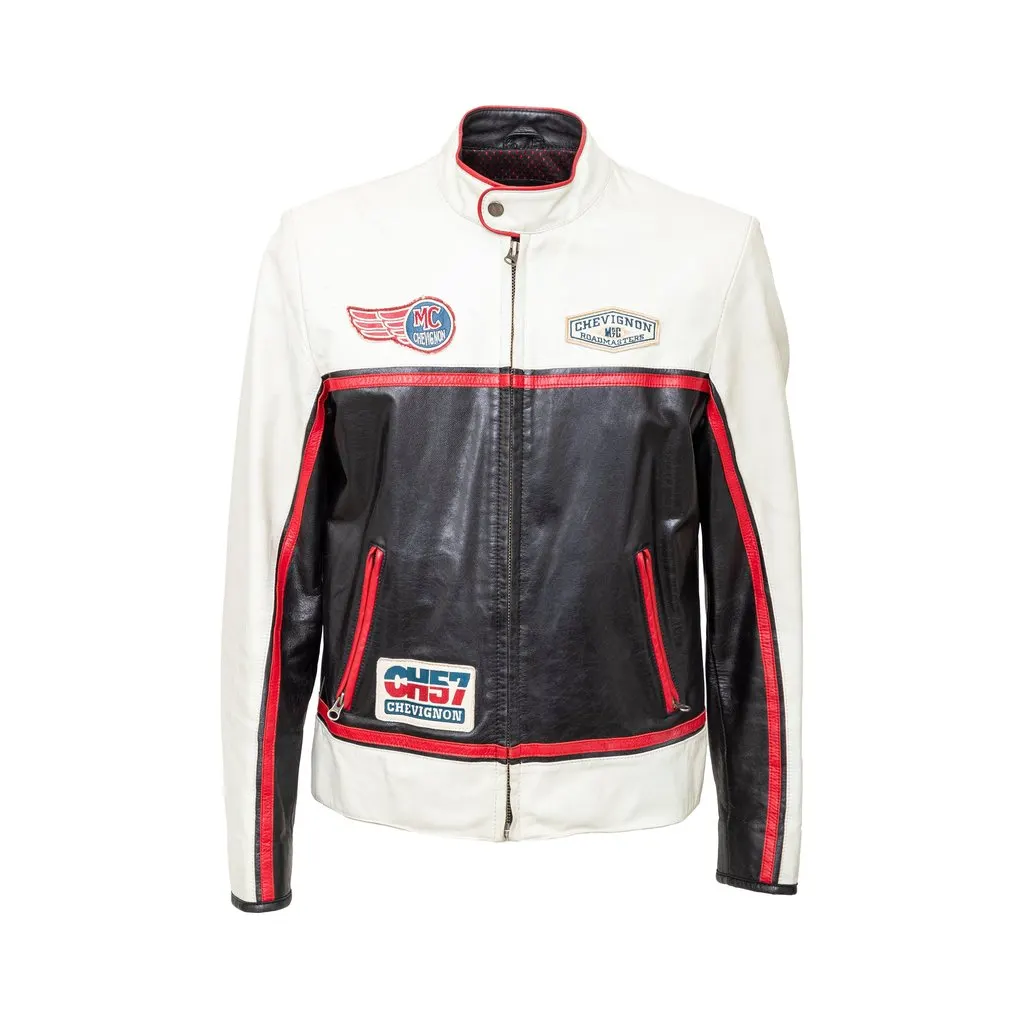 Unsigned Chevignon Biker Leather Jacket - '90s Red Leather Good - Back View