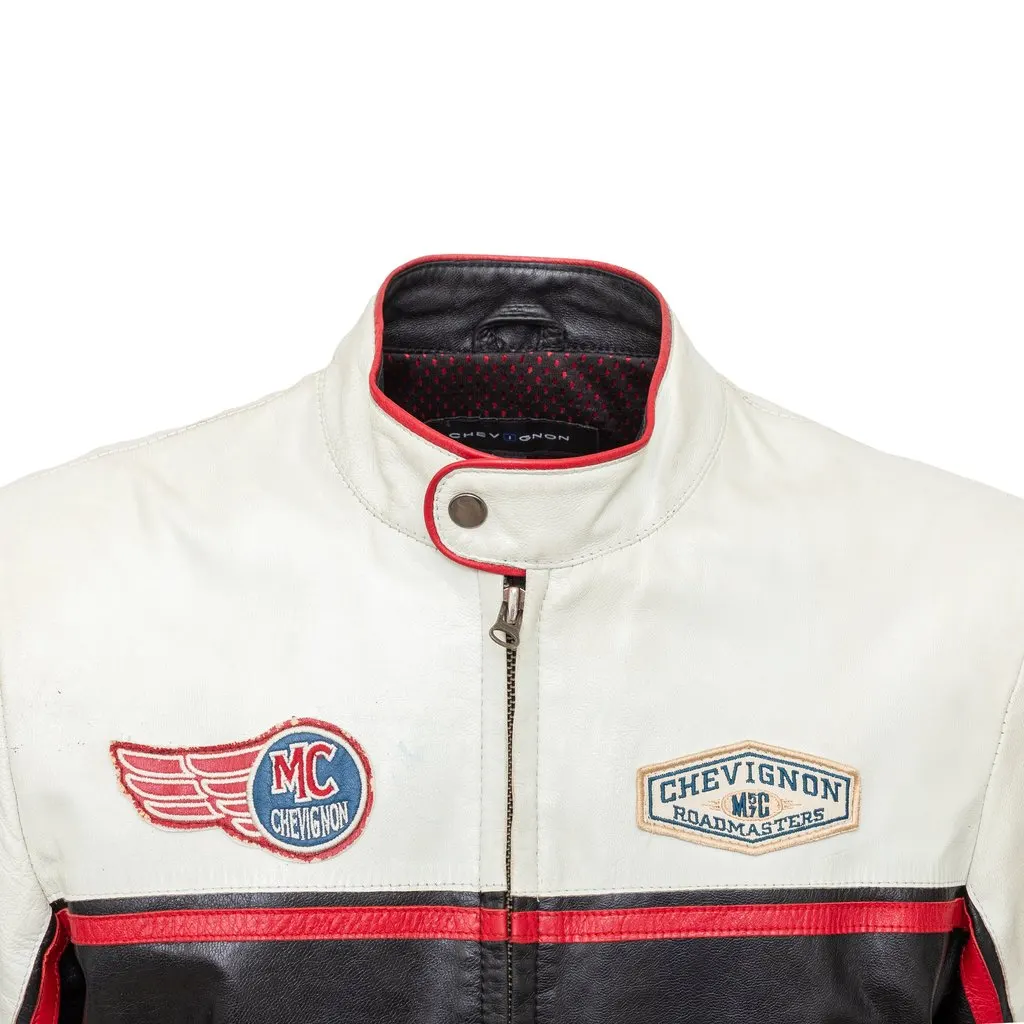 Unsigned Chevignon Biker Leather Jacket - '90s Red Leather Good - Box View