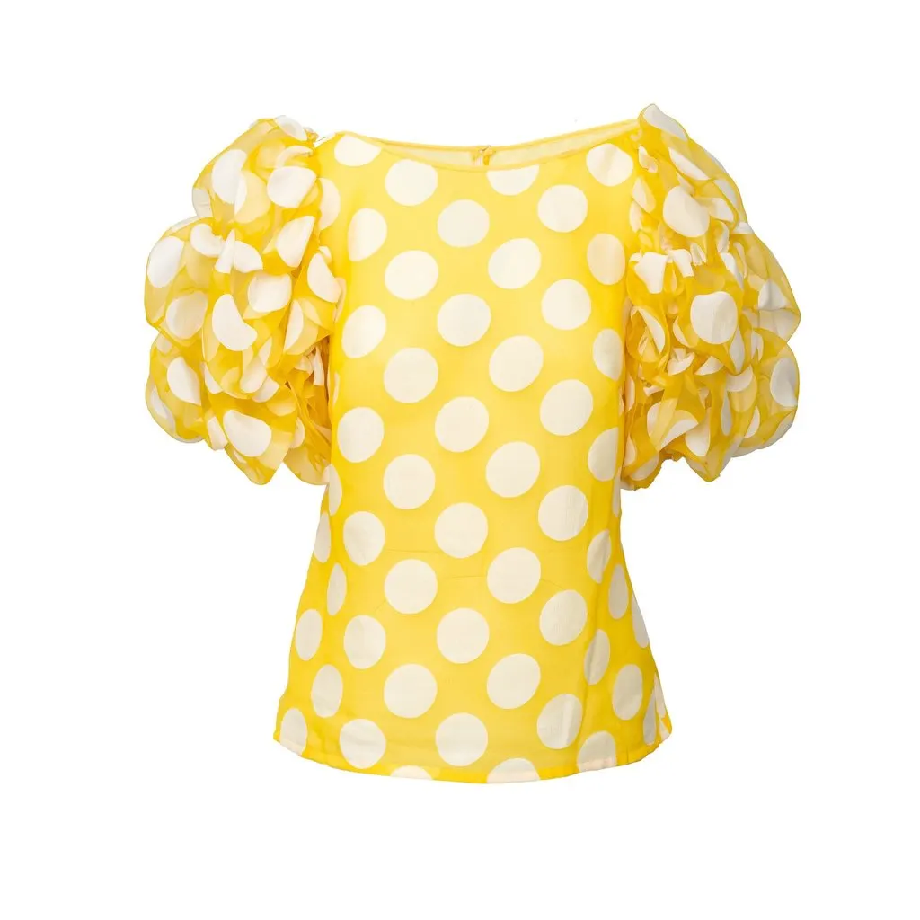 Unsigned Polka Dot Top - '00s Red Polyester Good - Front View