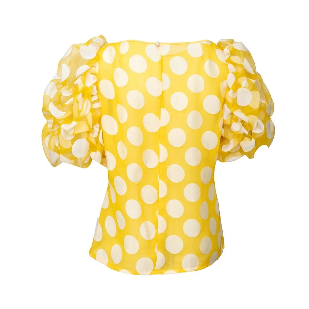 Unsigned Polka Dot Top - '00s Red Polyester Good - Back View