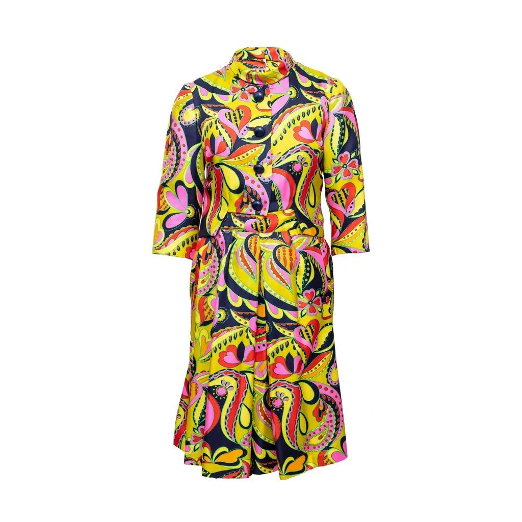 Unsigned Vintage Silk Dress and Jacket Set - '90s Red Silk Good - Front View