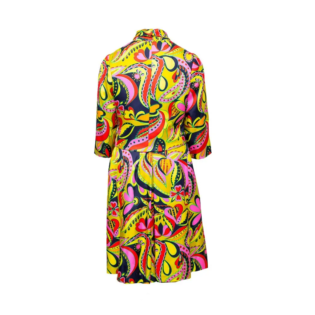 Unsigned Vintage Silk Dress and Jacket Set - '90s Red Silk Good - Back View