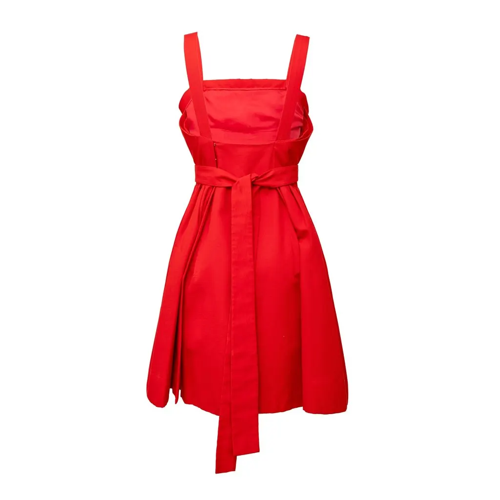 Unsigned Sartorial Dress - '90s Red Cotton Good - Inside View