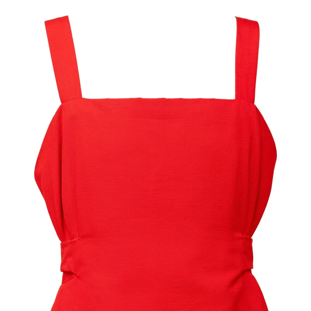Unsigned Sartorial Dress - '90s Red Cotton Good - Model View
