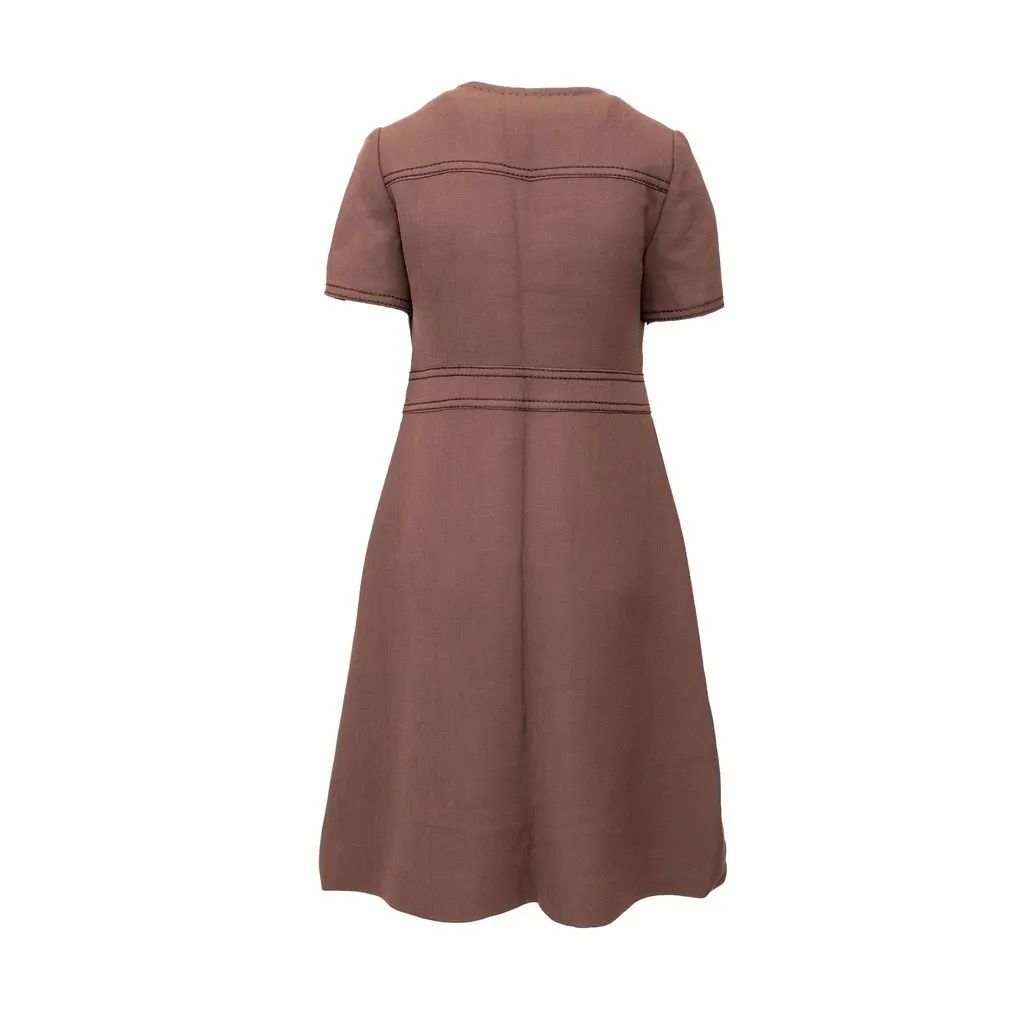 Unsigned Réty Couture Sheath Dress - '70s Red Cotton Good - Back View