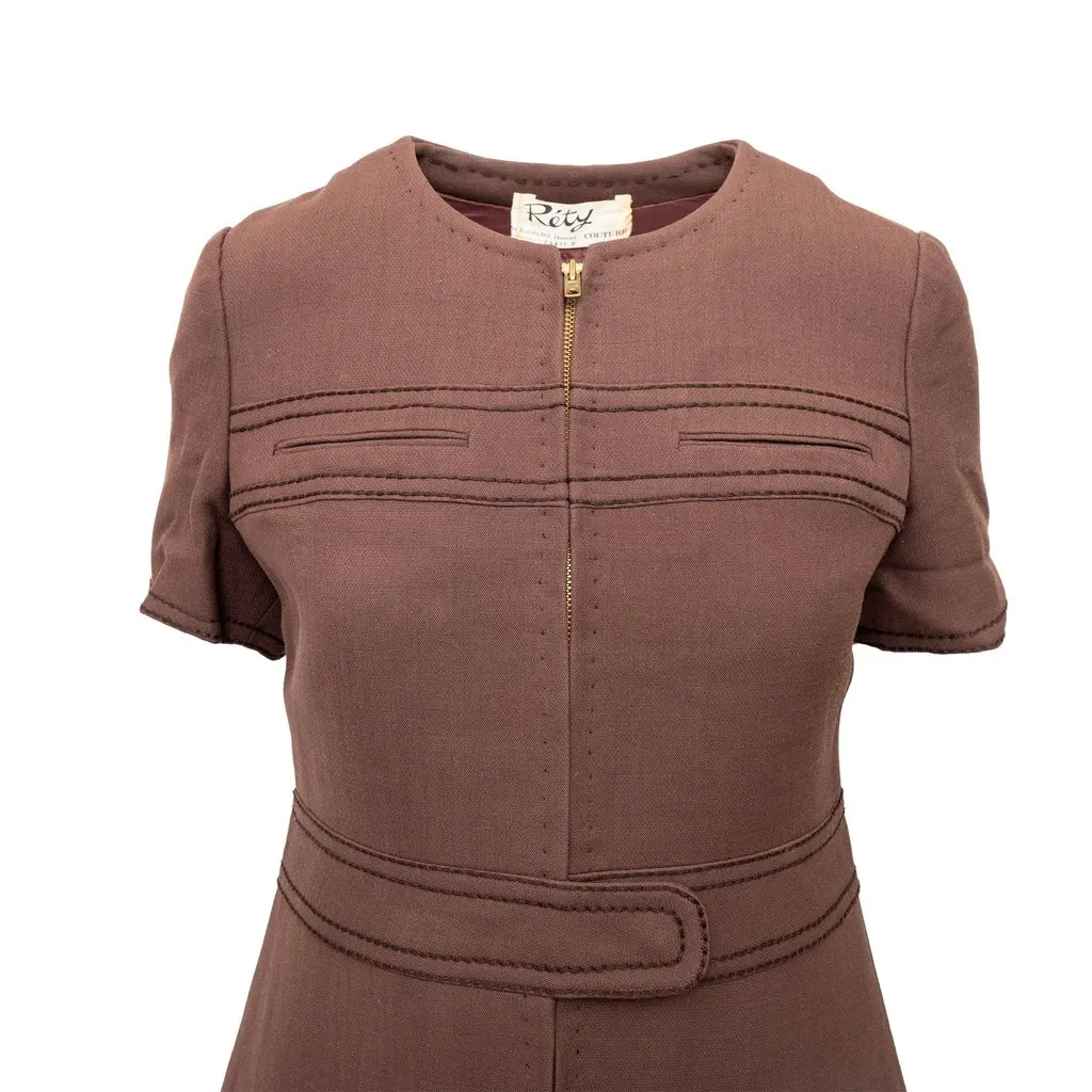 Unsigned Réty Couture Sheath Dress - '70s Red Cotton Good - Inside View