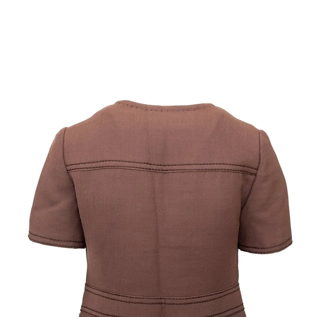 Unsigned Réty Couture Sheath Dress - '70s Red Cotton Good - Model View