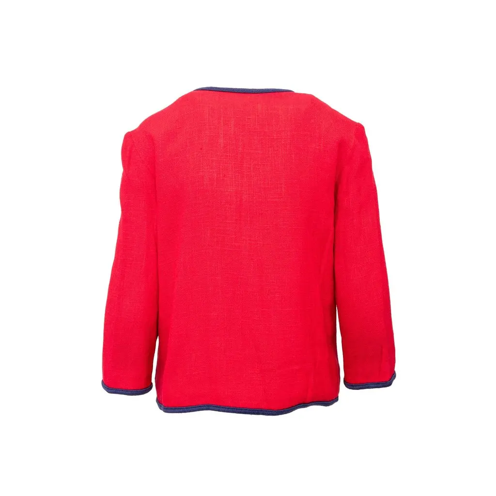 Unsigned Vintage Jacket and Skirt Set - '60s Red Wool Good - Model View