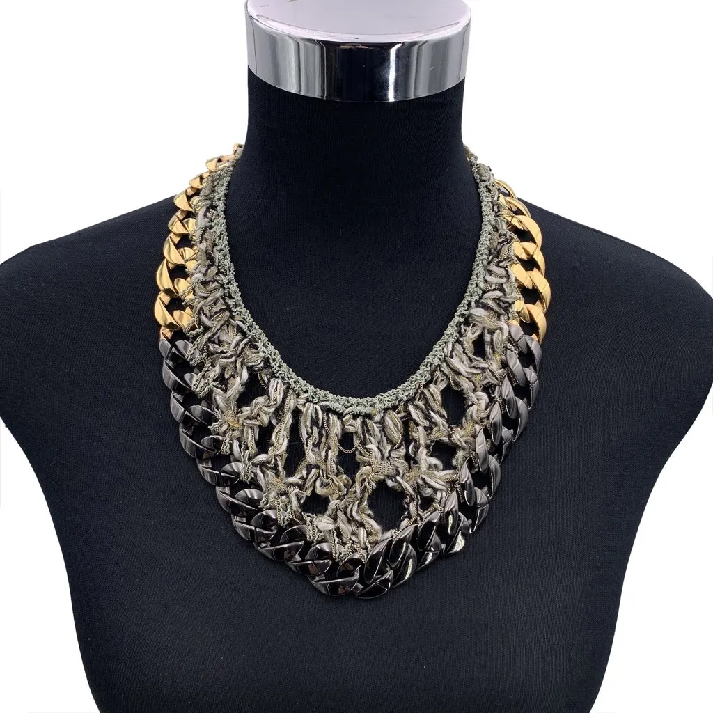 Chanel Necklace Grey Lace Good - Back View