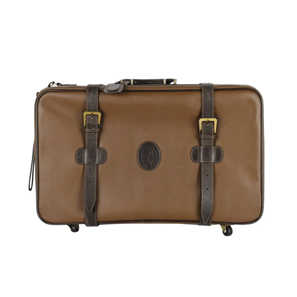 Trussardi Vintage Leather Luggage - '90s Brown Leather Good - Front View