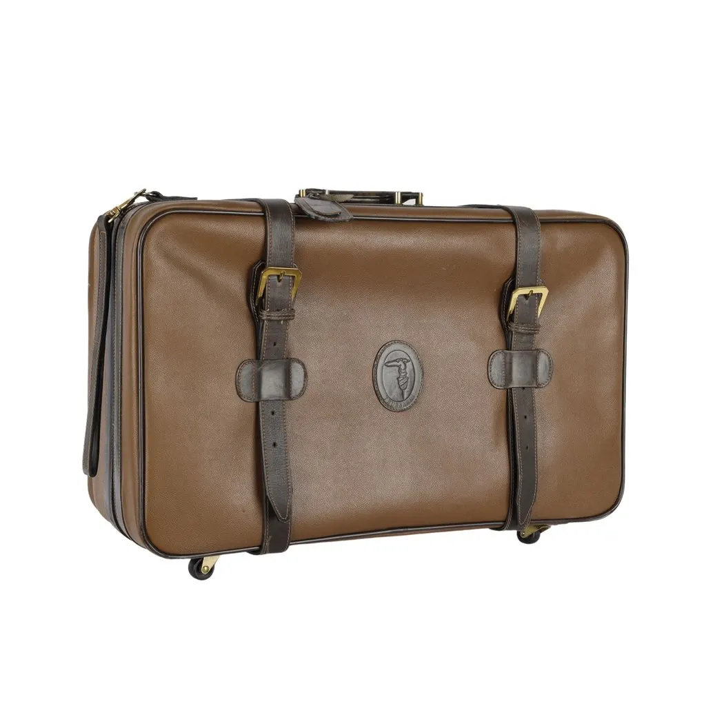 Trussardi Vintage Leather Luggage - '90s Brown Leather Good - Back View