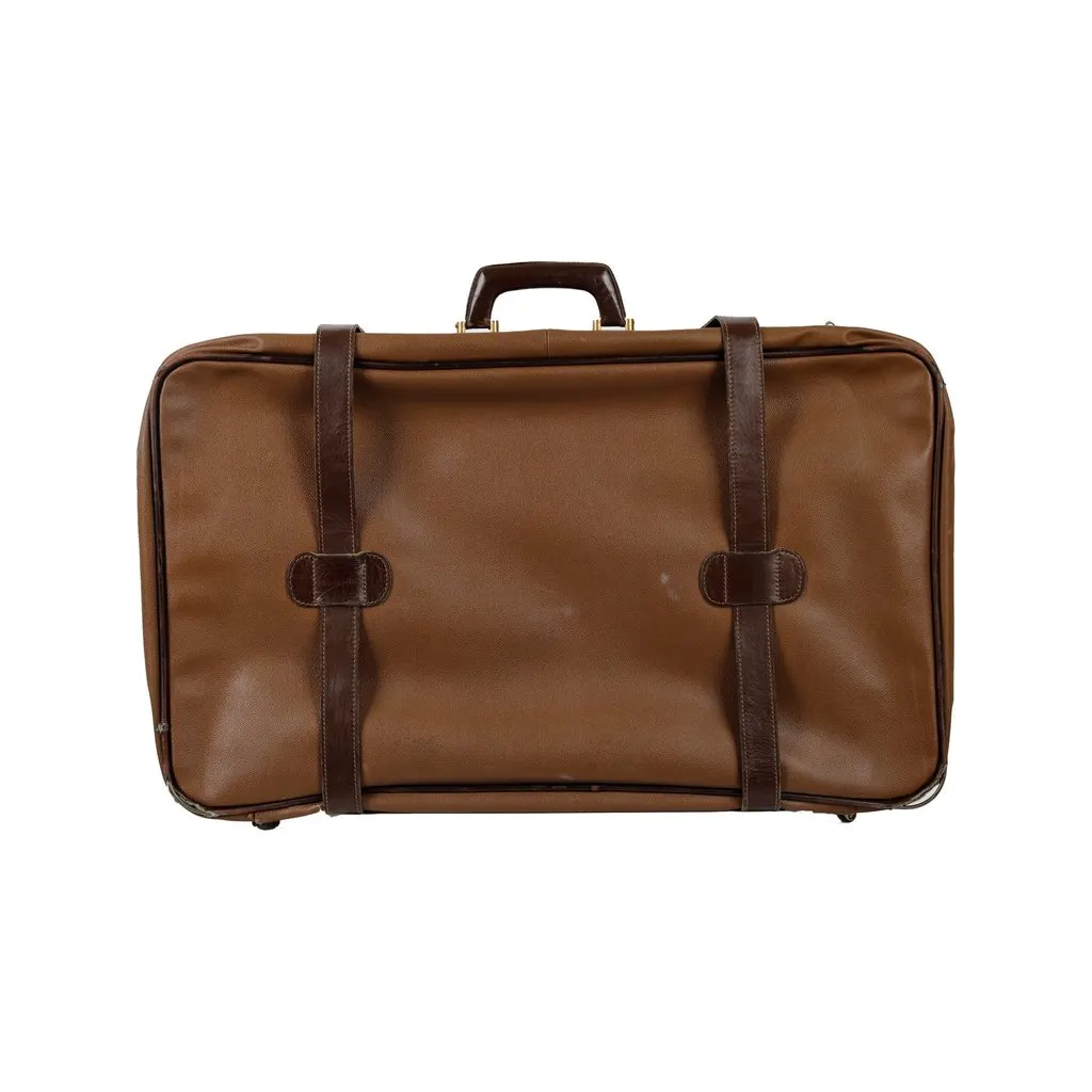 Trussardi Large Leather Luggage - '90s Brown Leather Good - Back View
