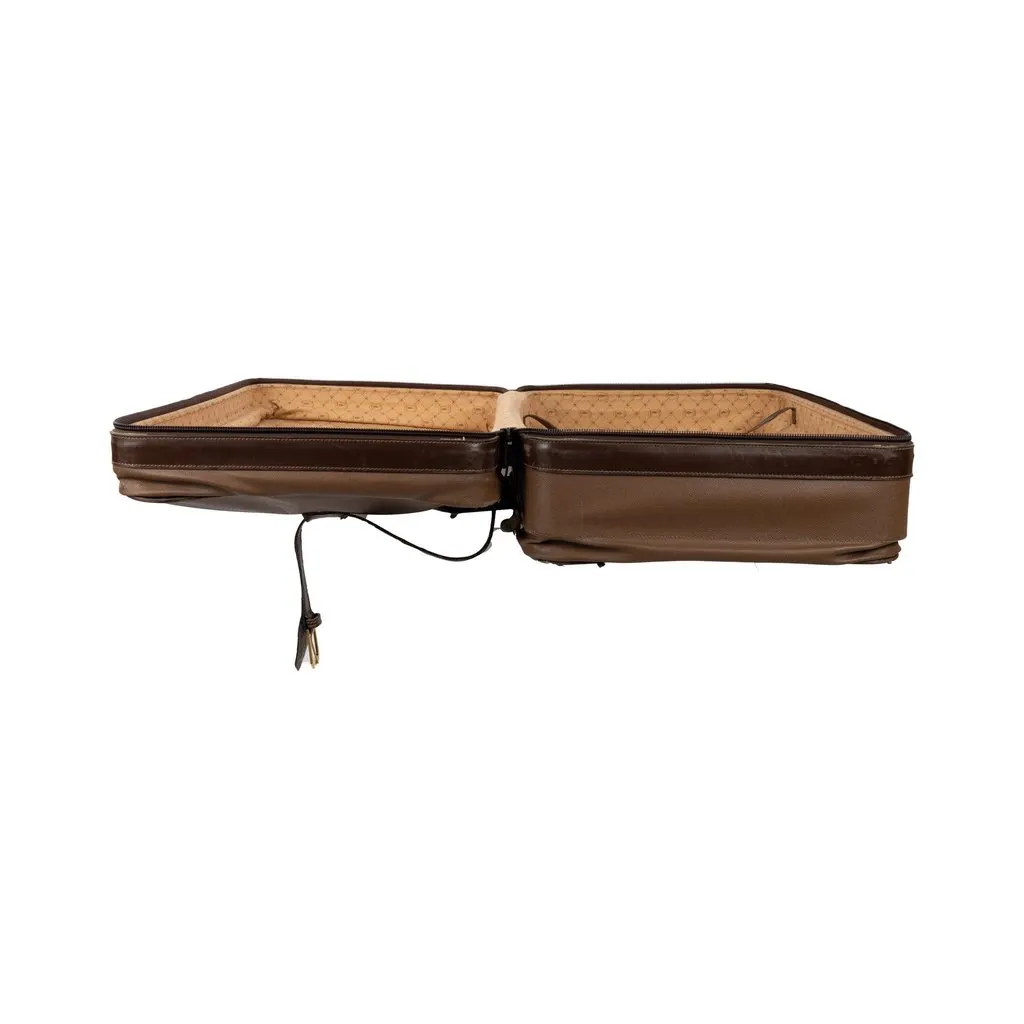 Trussardi Large Leather Luggage - '90s Brown Leather Good - Model View
