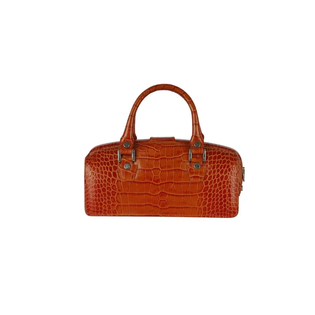 Unsigned L.A.P.A. Vintage Croco Handbag - '00s Beige Leather Good - Back View