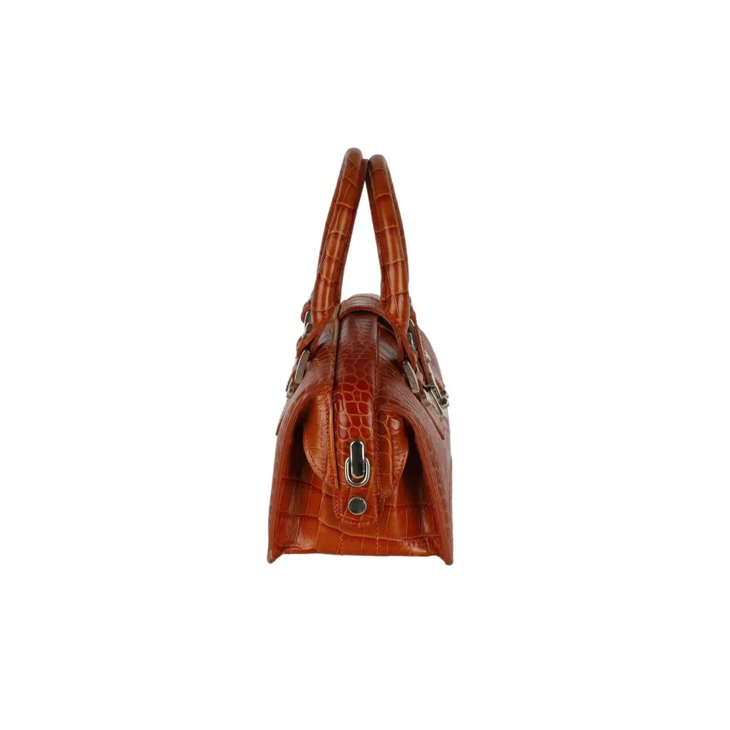 Unsigned L.A.P.A. Vintage Croco Handbag - '00s Beige Leather Good - Inside View