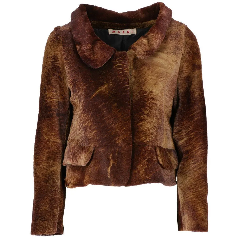 Marni Brown Fur Jacket - 2000s Brown Good - Front View