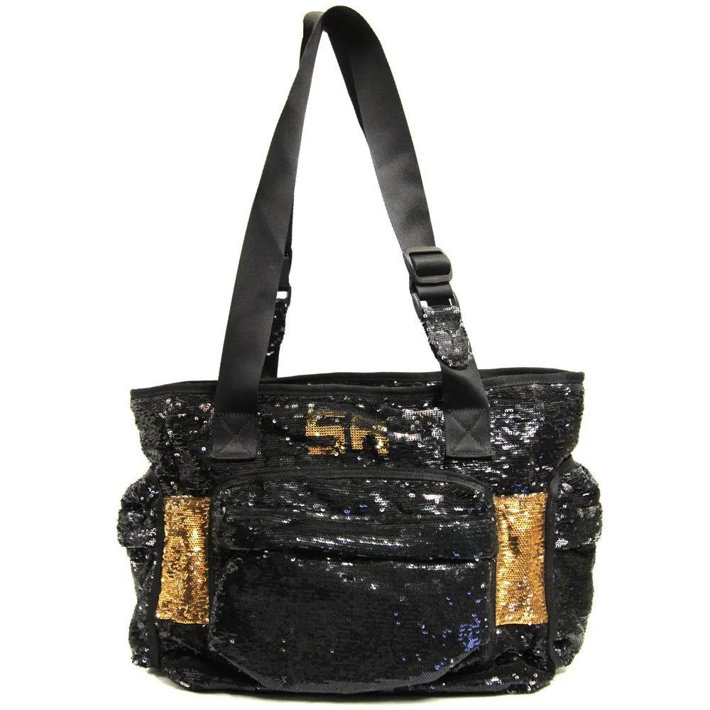 Sonia Rykiel Black and Gold Sequined Tote - 2000s Black Good - Front View