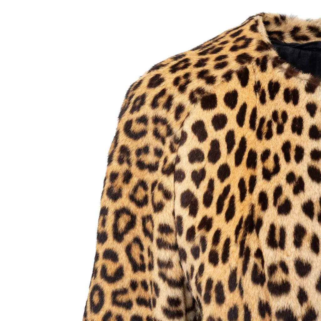 Unsigned Turrini Leopard Fur Coat - '60s Black Silk Good - Box View