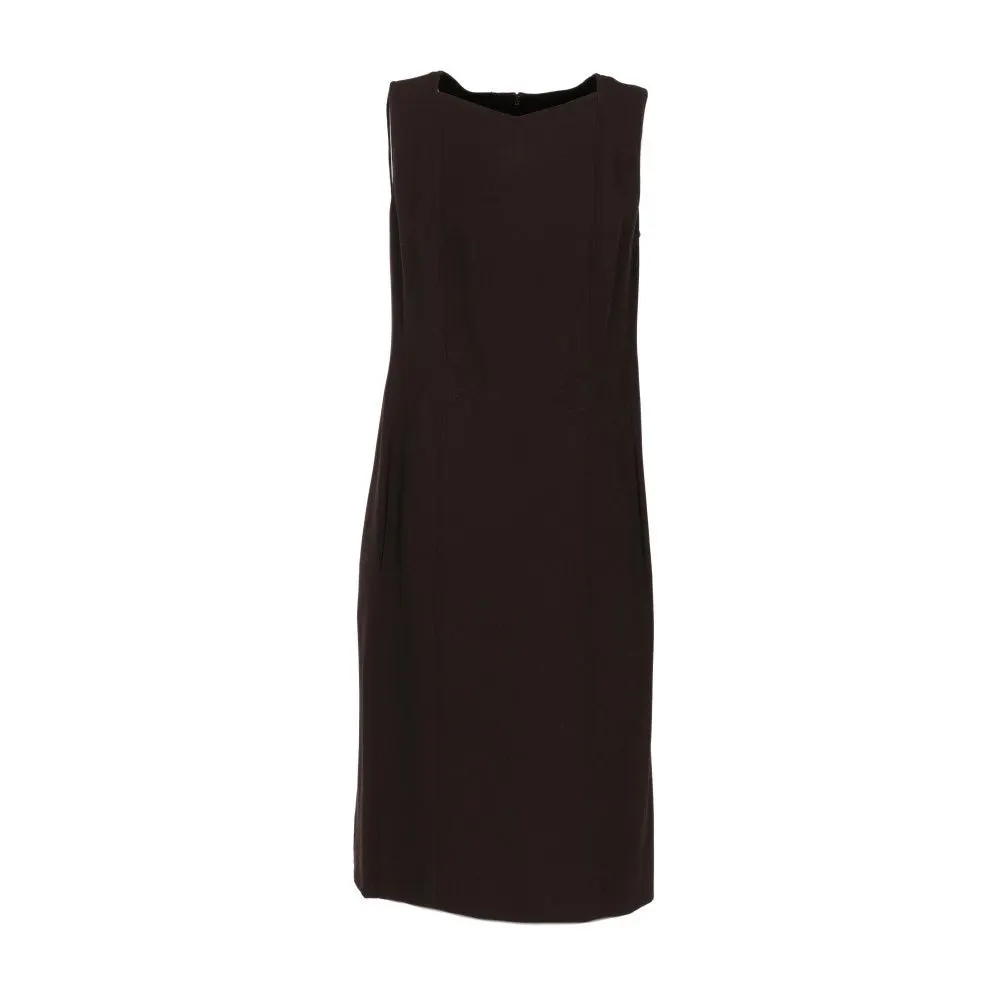 Chanel Brown Wool Sheath Dress - '90s Brown Wool Good - Front View